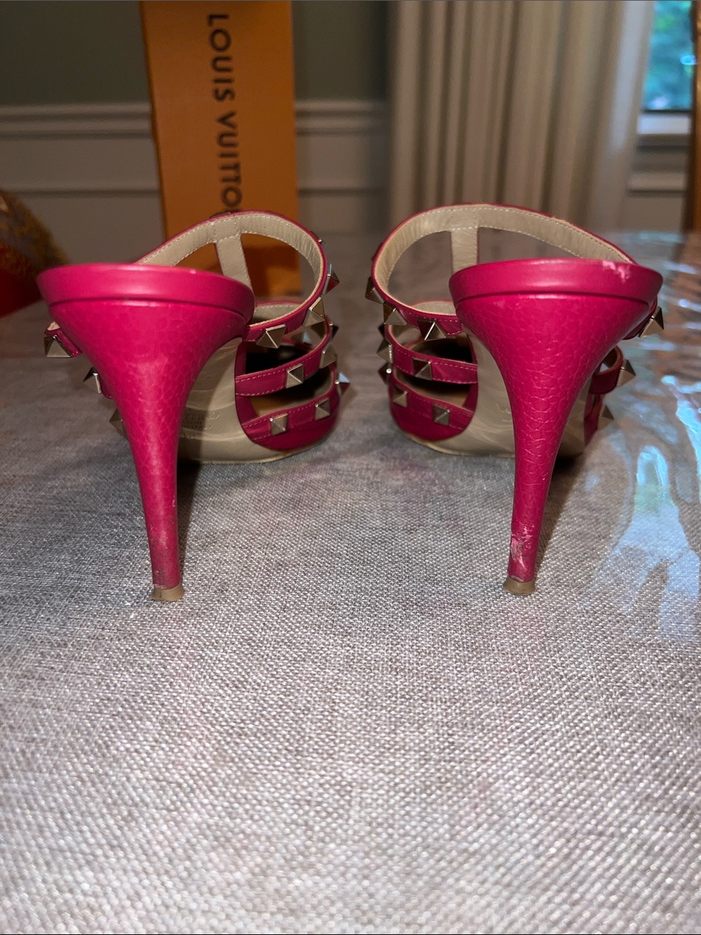Valentino Red Leather Rockstud Strappy Pointed Mules - Picture 3 of 5